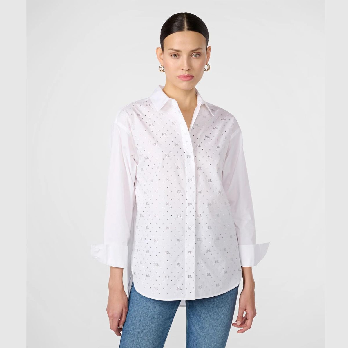 KARL LAGERFELD - CAMISA CON APLIQUES PLATEADOS