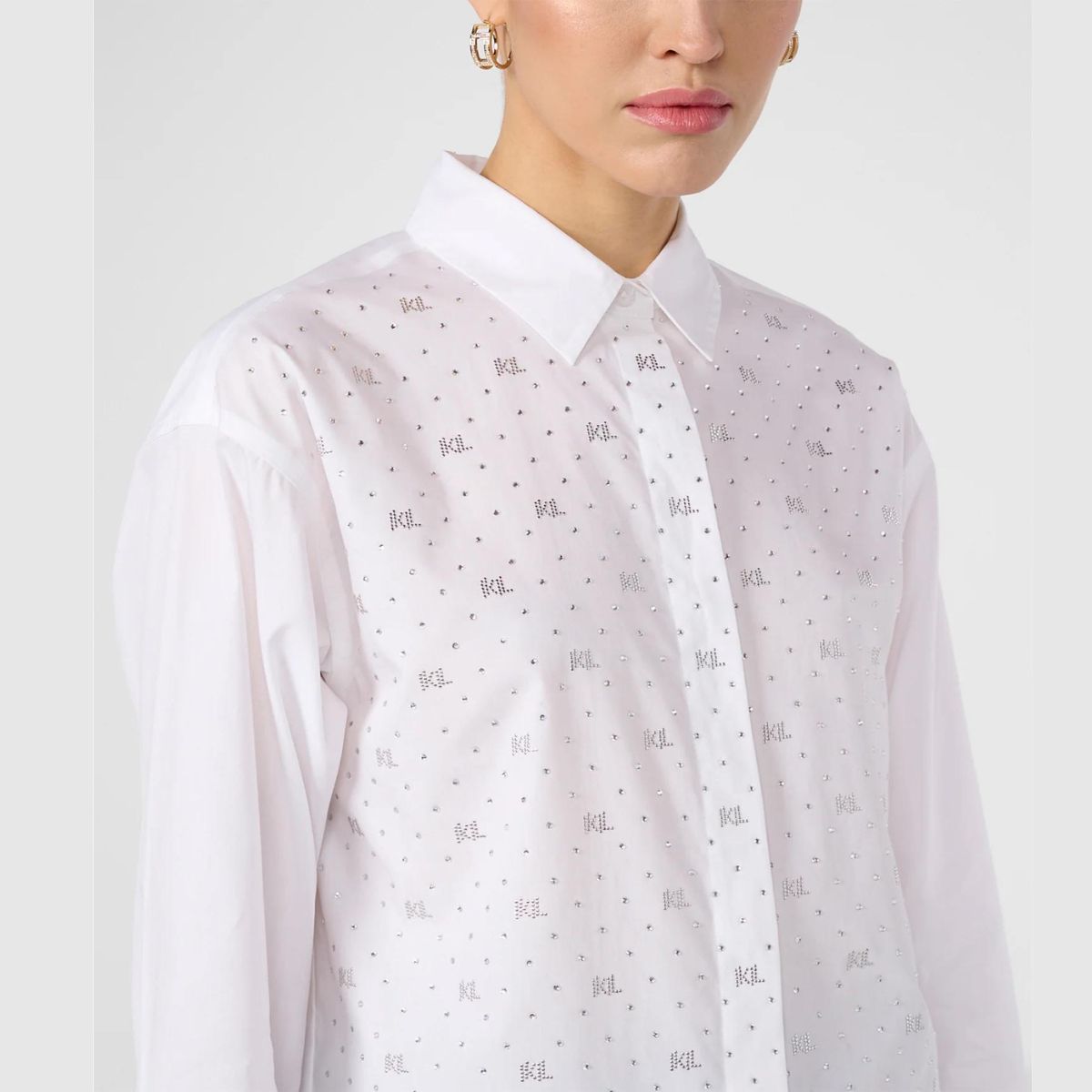 KARL LAGERFELD - CAMISA CON APLIQUES PLATEADOS