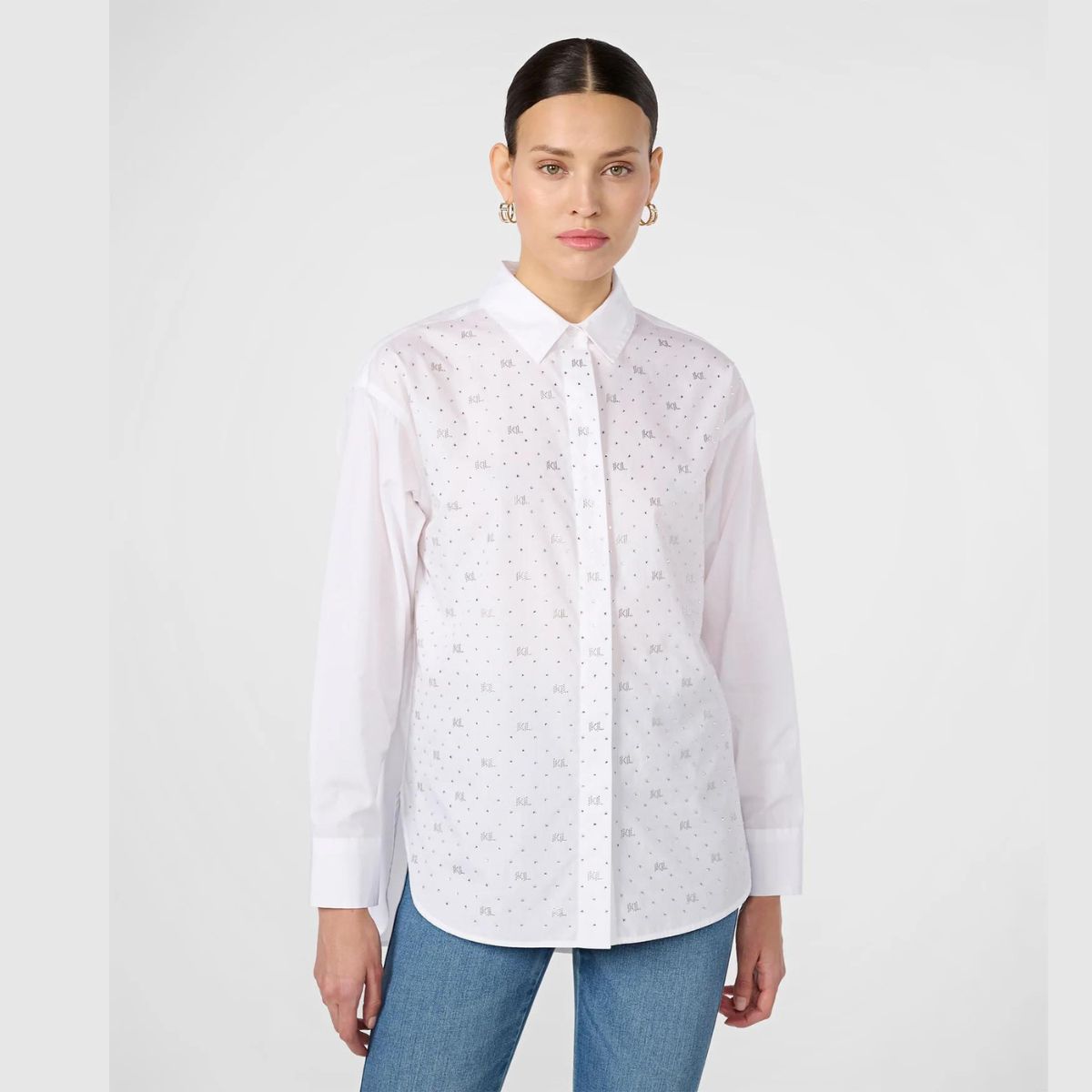 KARL LAGERFELD - CAMISA CON APLIQUES PLATEADOS