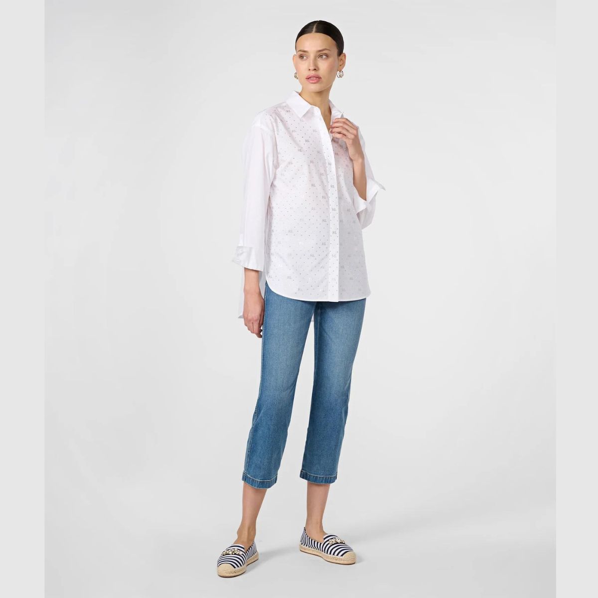 KARL LAGERFELD - CAMISA CON APLIQUES PLATEADOS