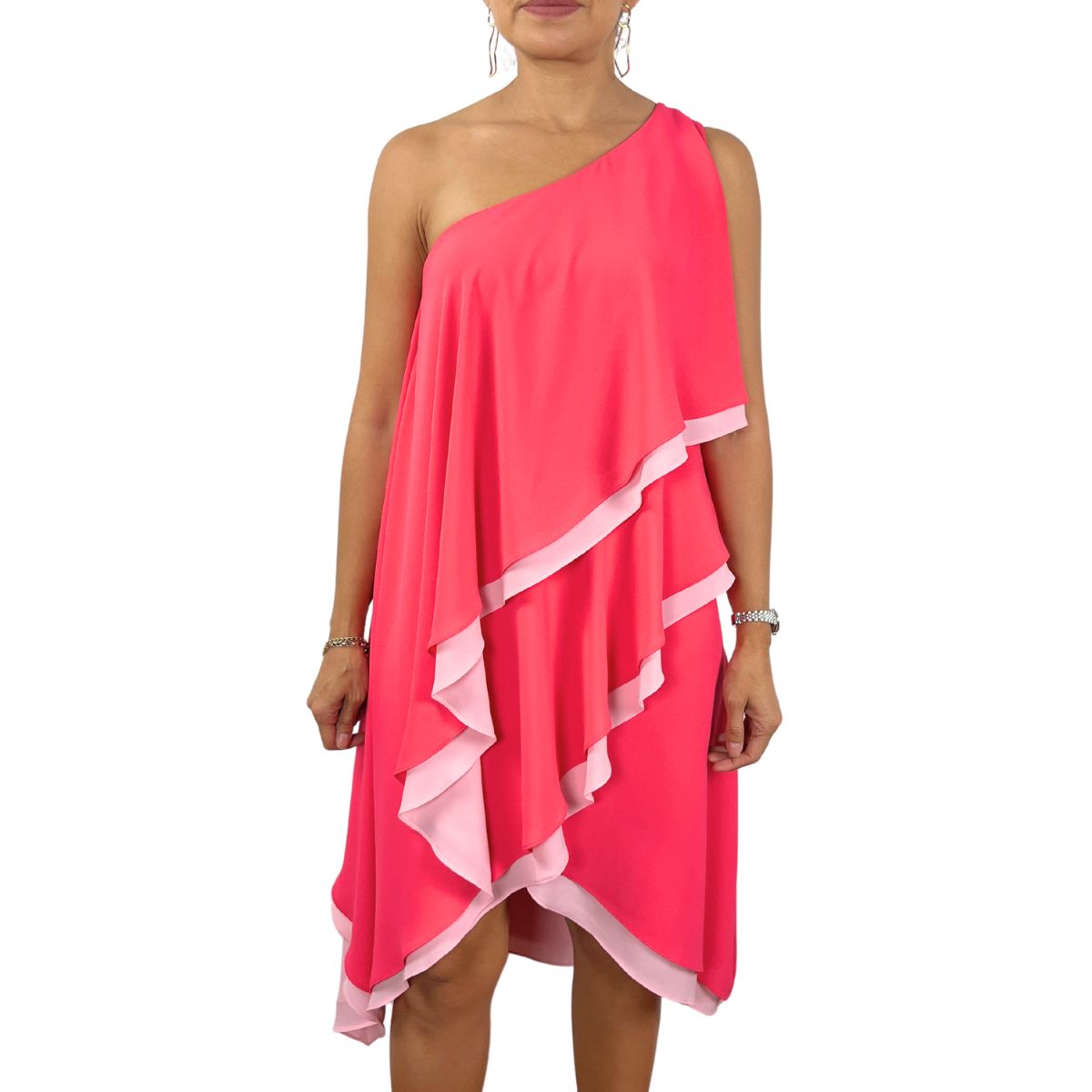 BCBGMAXAZRIA VESTIDO ASIMETRICO FUCSIA – StylebyDP